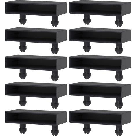 10x Embout Support Latte Simple 53 x 8 mm Plastique pour sommier Cadre métal Embout lit Meuble Fixation Clips Tenon, Noir (1/5)