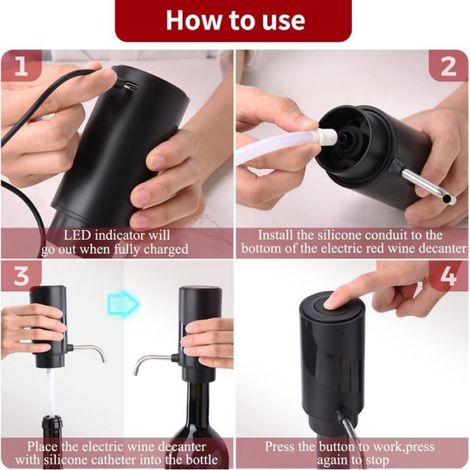 Aérateur Vin - Électrique Rechargeable USB-C - Bouchon Verrouillage - Pour Aération Directe Dans Le Verre - 1 Pièce (1/5)