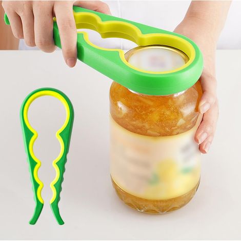 Abrebotellas 4 en 1 para abrir botellas y tapas - Utensilio de cocina antideslizante para personas mayores con artritis - Para uso doméstico y al aire libre (1/3)
