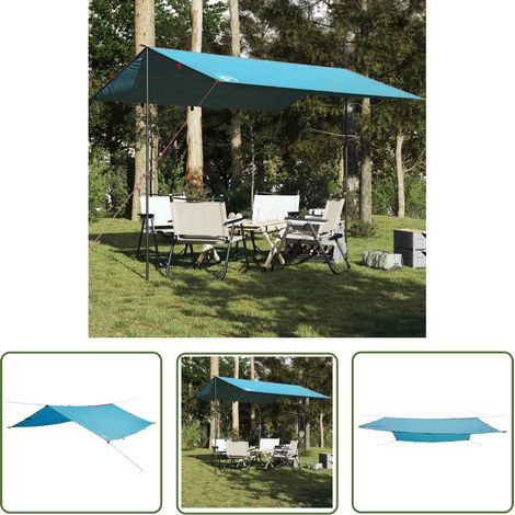 The Living Store Tarp Blau 360x294 cm Wasserdicht - Outdoorzelt - Zelthülle - Regenschutz - Wanderzubehör - Campingausrüstung (1/5)