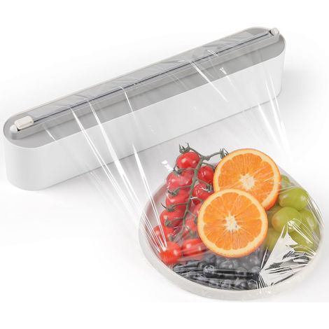 Abroller für Aluminiumfolie und Frischhaltefolie – Magnetische Haftung, sicherer Schieber, robust, Wandmontage ohne Bohren, geeignet für Rollen bis 31 cm, Weiß