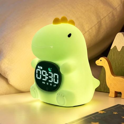 Dinosaure Réveil Enfant Éducatif Jour/Nuit Lumineux en Silicone avec Veilleuse – Réveil Éducatif pour Enfants, Horloge avec Lumière, Idéale pour Garçons et Filles, Parfait pour Chambre d’Enfant (1/5)