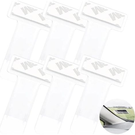 Parktickethalter, 6er-Set, transparent, zur Befestigung an der Windschutzscheibe, selbstklebende Clips für Parktickets, Anwohnerparkausweise, Parkaufkleber (1/5)