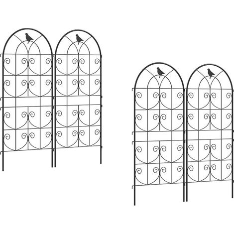 2er-Set rankgitter Metall 2er Set zum Stecken rostfrei Rankhilfe mit Vogeldesign für Kletterpflanzen 50x120 cm Spalier für Zimmerpflanzen Pflanzenspalier für Tomaten Blumen Kletterpflanzen Schwarz