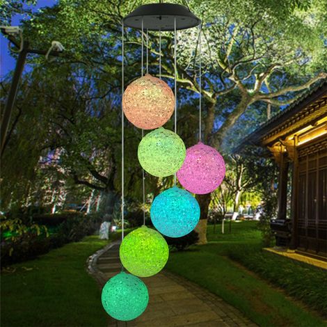 Carillon éolien solaire LED transparent en forme de colibri, étanche et à couleurs changeantes, idéal pour le jardin, les fêtes, la décoration de terrasse, de cour ou de pelouse. (1/5)