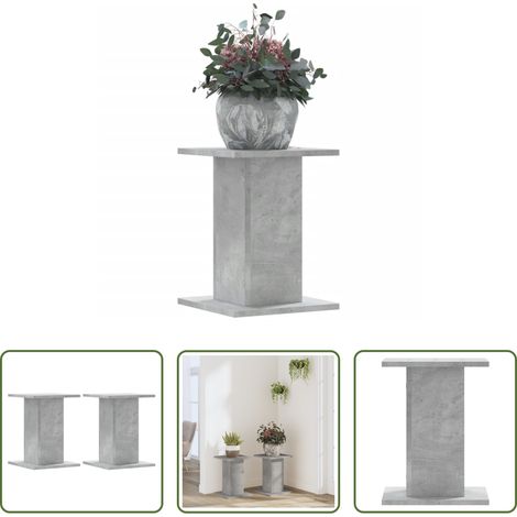 Support de pot - Supports pour plantes 2 pcs gris béton bois d'ingénierie (1/5)