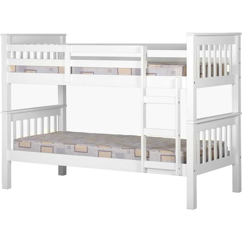 Lit enfant superposé en bois blanc - Hauteur 151 x Longueur 205 x Profondeur 105 cm (1/2)