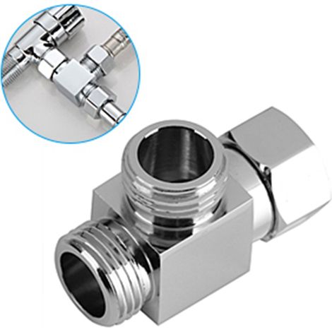 Robinetterie de Douche en Laiton Chromé à 3 Voies, Adaptateur en T G1/2" pour Bras de Douche Murale (1/5)