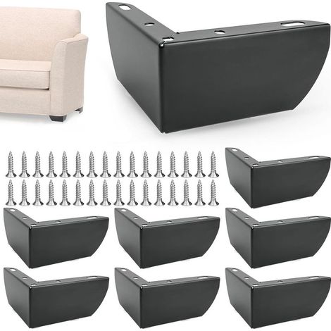 8 Pièces Pieds de Meubles, 5 cm Pied de Meuble en Forme de L, Pied de Meuble Noir en Fer pour Tables, Meubles, Armoires, Pieds de Canapé, avec 32 Vis (1/5)