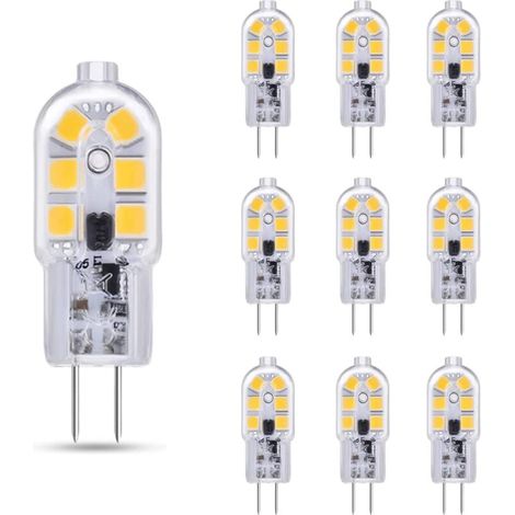 G4 LED 2W 12V AC/DC Blanc Froid 6000K pour Hotte Aspirante, 200lm, quivalent Ampoule Halogène G4 10W 20W, non dimmable, Bi-pin LED G4 12V pour Lustre/Camping-car, lot de 10 (1/5)