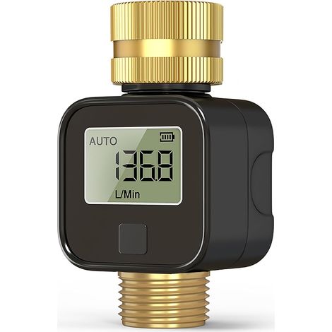Débitmètre d’eau en laiton – Mesure précise du débit en temps réel – Convient aux tuyaux d’arrosage, aux systèmes d’irrigation, aux camping-cars et aux pulvérisateurs de jardin (1/5)