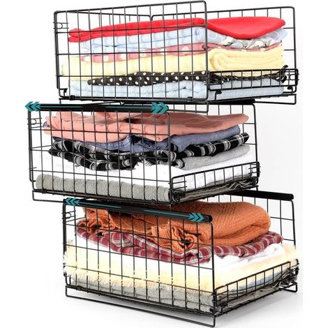 Cómoda con 3 cestas de almacenamiento - Sistema de cajones apilables - Sistema de cajones extraíbles - Para la cocina, el baño y el armario (1/5)