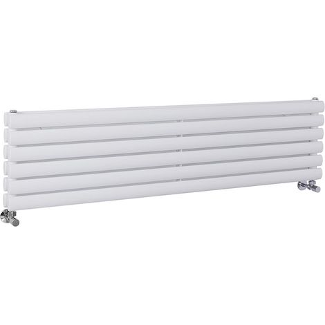 Milano Aruba White Horizontal Double Oval Panel Radiator - 354mm x 1400mm (1/5)
