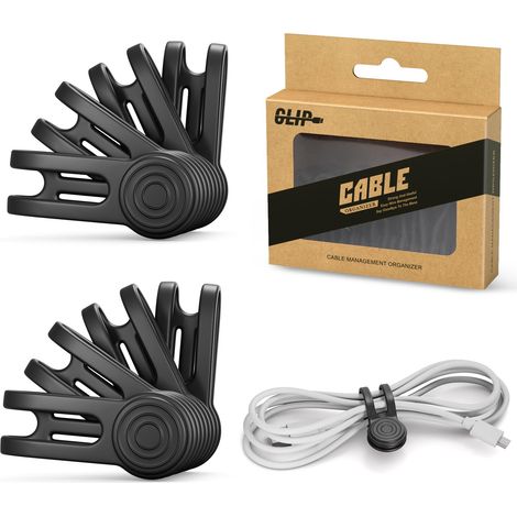 Lot de 8 serre-câbles magnétiques réutilisables en silicone Noir (1/5)