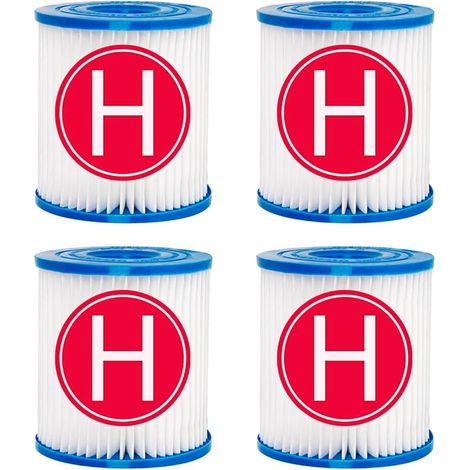 Lot de 4 filtres de rechange compatibles avec les pompes à filtre Intex 28601/28602, pour cartouche filtrante Intex Type H 29007E (1/5)