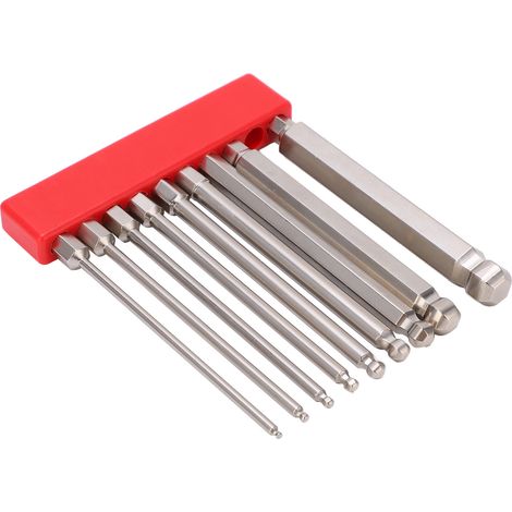 Jeu de 9 embouts de tournevis hexagonaux antirouille en acier S2, tête sphérique magnétique, tige hexagonale de 1/4 pouce (100 mm). (1/5)