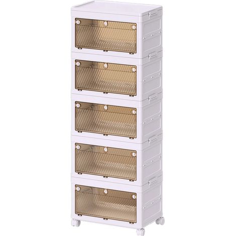 Armoire de rangement, design pliable, mobilité facile, Bacs de rangement à 5 niveaux (1/2)