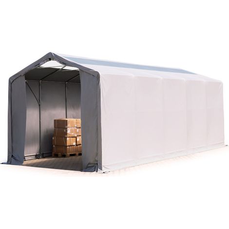 4x12m hangar TOOLPORT, PVC 850 N, H. 3m avec portes à fermeture Eclair et fenêtres dans le toit