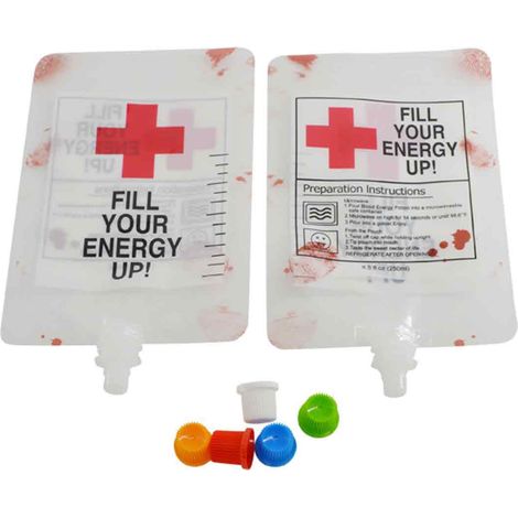 Poche À Boisson - Poche À Sang Factice Pour Halloween - 20 Pièces - Sans BPA - Fermeture À Vis - Pour Faux Sang Jus Alcool Eau Pétillante (1/5)