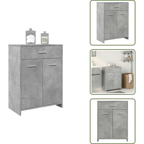 Armoire de salle de bain Gris béton 60x33x80 cm Aggloméré - Armoire De Salle De Bain - Armoires De Salle De Bain - Meuble De Bain - Meuble De Salle De Bain (1/5)