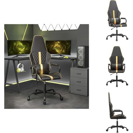 Chaise de jeu Noir et doré Similicuir - Chaises Gaming - Fauteuil Gamer - Chaise Bureau - Chaise Ergonomique - Chaise Confortable (1/5)