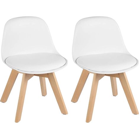WOLTU Lot de 2 Chaises Pour enfant - Pieds en bois blanc - Scandinave - rembourré en PP+PU - (LxP)38x33x56cm (1/4)