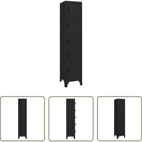Armoire de rangement -  Armoire à casiers Noir 38x40x180 cm Acier (1/5)