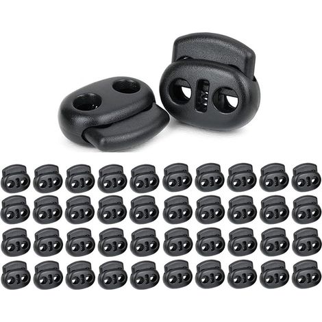 40 pièces - Butée de cordon - Ajusteur de cordon - Verrou de cordon - 2 trous - Plastique - Clip de fixation - Ressort - Lacets - Vêtements - Cordons de serrage - Sweats à capuche - Tentes - Pour cord (1/5)