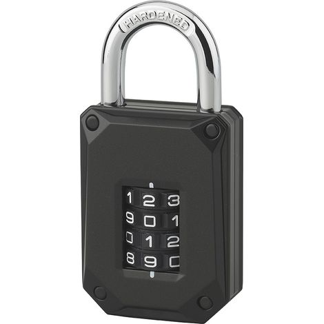 Lucchetto a combinazione Code-X, 4 cifre, interno, arco in acciaio, 45mm, nero - THIRARD