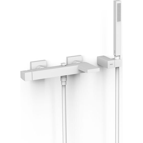 TRES 20217001BM SLIM Grifo Monomando Mural para Bañera y Ducha Color Blanco Mate - ref: 20217001BM