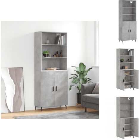 Sideboards - Living Highboard Betongrau 69,5x34x180 cm Holzwerkstoff (1/5)