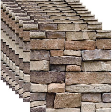 Fireplace and TV Wall Decor - 10 Decorative 3D Brick Pattern Stickers - Heat Resistant - 30 x 30 cm (1/5)