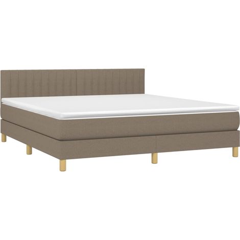 vidaXL Sommier à lattes de lit avec matelas Taupe 160x200 cm Tissu (1/5)
