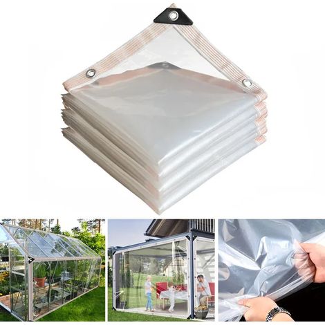Bâche Transparente Imperméable Polyvalente De 23m Avec Œillets-Installation Facile,Couverture Transparente Imperméable À La Pluie Pour Jardin,Porche (1/3)
