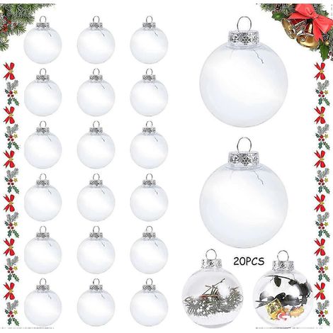 20 boules de Noël transparentes, 20 boules transparentes rechargeables, décorations de Noël transparentes pour sapin. (1/5)