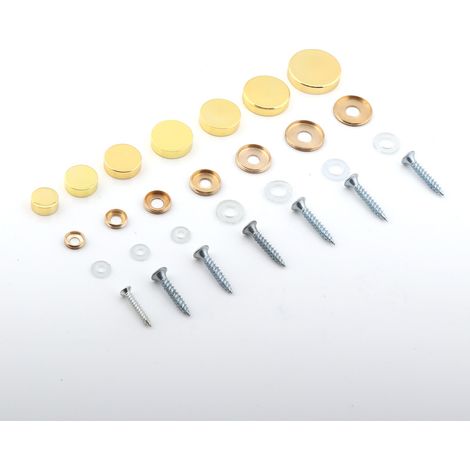 CSPARKV （gold）32Pcs Decorative Cap Mirror Screws Stainless Steel Screw Cover Screw Caps Decorative Mirror Fasteners, Advertising Materials, Nails, Construction (1/4)