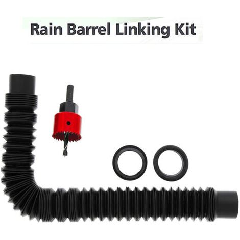 Kit de Raccordement pour Tonneau de Pluie, Ensemble de collecteur Eau de Pluie, avec Tuyau de Raccordement de 78 cm (1/4)