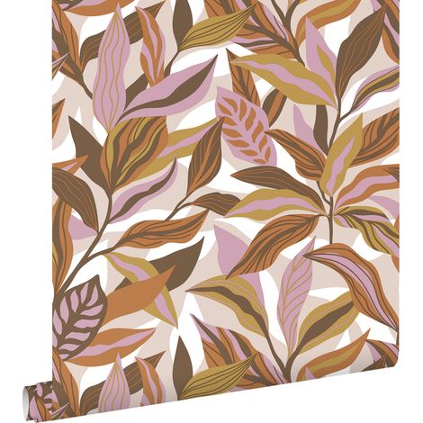 papier peint feuilles tropicales marron et violet - ESTAhome (1/5)