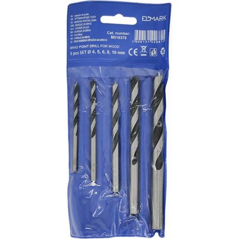 PUNTA BRAD PER LEGNO- SET 5PZ  4,5,6,8,10MM (1/3)