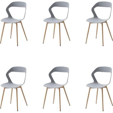 Esszimmerstühle 6er Set Grau Skandinavisch mit Metallbeinen Ergonomisch (1/5)