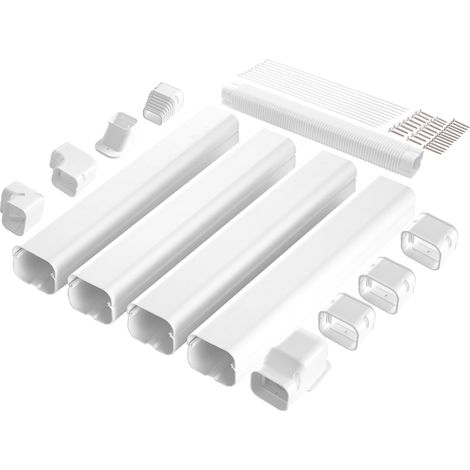 Mophorn – Cache-tuyau décoratif en PVC pour climatiseur – Longueur 5 350 mm – Taille ouverture 75 x 60 mm – Installation facile sur murs (1/5)