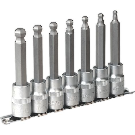 Sealey Premier Ball-End Hex Socket Bit Set 1/2""Sq Drive 7pc AK622