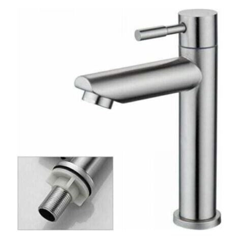 Robinet Lavabo Vasque Eau Froide Unique - Levier Unique - Cuivre Chromé Durable avec Filtre Céramique Anti Fuite (1/3)