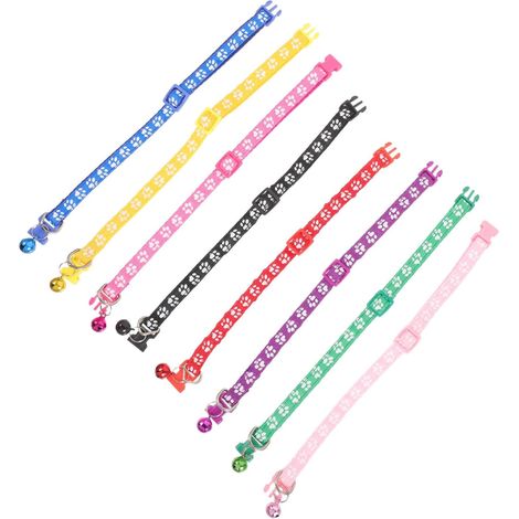 8pièces Collier pour Chien Imprimé avec Motif Cloche Réglable pour Chien Et Chat Couleurs Mélangées (1/5)