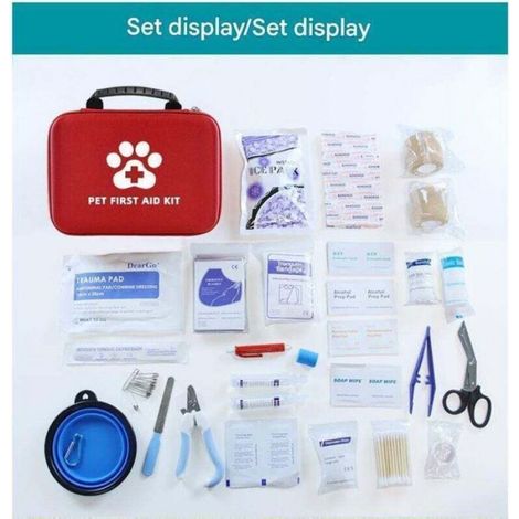 Trousse de secours pour chien 101 pièces compacte et portable étanche, adaptée pour la maison et les voyages (1/4)