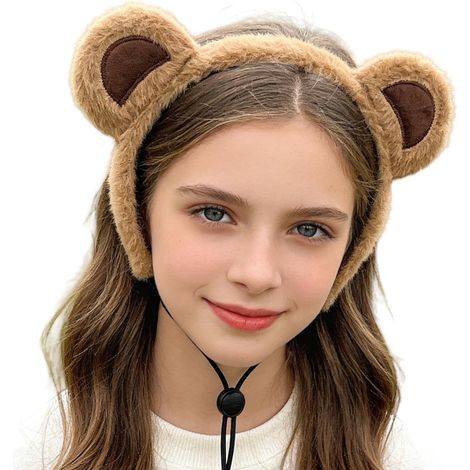 Diadema con orejas de oso  Diadema de peluche adorable con forma de animal - Diadema con orejas de oso de dibujos animados, para maquillaje, cuidado facial, baño, cosplay, cumpleaños, niña, adulto, ni (1/5)