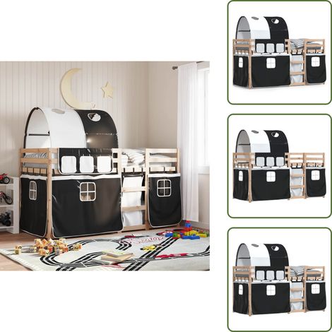 The Living Store Lit superposé sans matelas 90x200 cm bois de pin massif - Lit Superpose - Lit Mezzanine - Lit Enfant - Meuble Rangement - Chambre Enfant