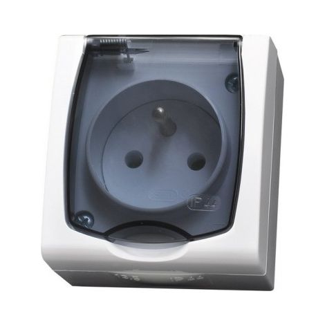 Enchufe individual hermético Madera con o sin tapa transparente IP44, color blanco GNH-1NZ/00/d (1/2)
