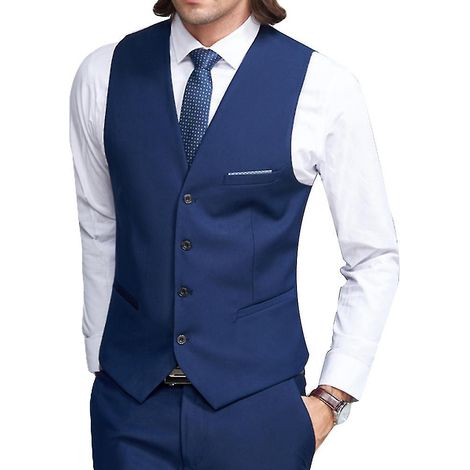 Herren-Businessweste, schlichter V-Ausschnitt, schmale Passform – Größe XS – Marineblau