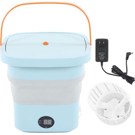Seau de lavage portable mini 6L pliable automatique avec écran LCD pour camping-car voyage appartement 100-240V bleu prise US (1/5)